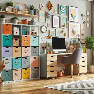Trendy Home Office Design Ideas with file cabinets & storage boxes-8